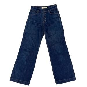 REFORMATION Exposed Button Fly Wide Leg Trouser Jean Blue Medium Wash Pockets 25